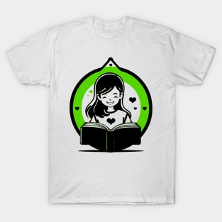 Girl who Loves to Read Green T-Shirt